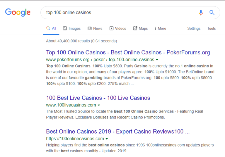 Top-100 online casinos